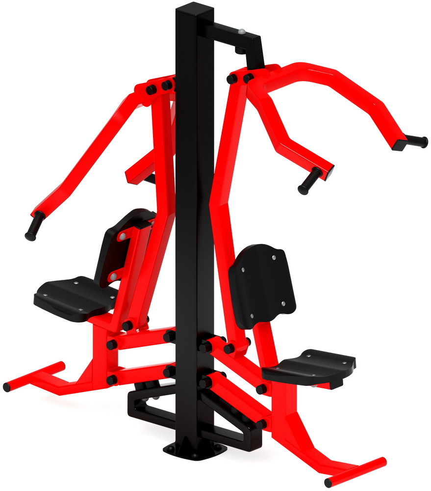 Уличный тренажер ТЯГА ВЕРХНЯЯ+ЖИМ ОТ ГРУДИ (красный) СТ 027-11