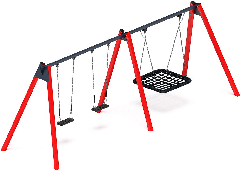 Качели М3 тройные ИО 13.М.06.03.03.01-01 (красные)