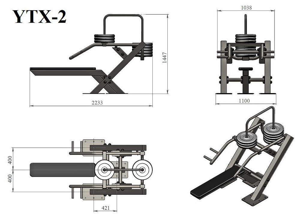 Тренажер уличный Жим от груди лежа YTX2