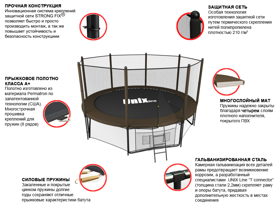 Батут UNIX line 12 ft Black&Brown (outside)