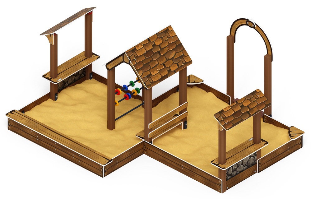 Песочный дворик двойной с навесом большой (Коричневый) ИО 6.01.03-02