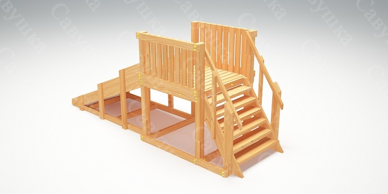 Зимняя деревянная игровая горка Савушка "Зима wood" - 1