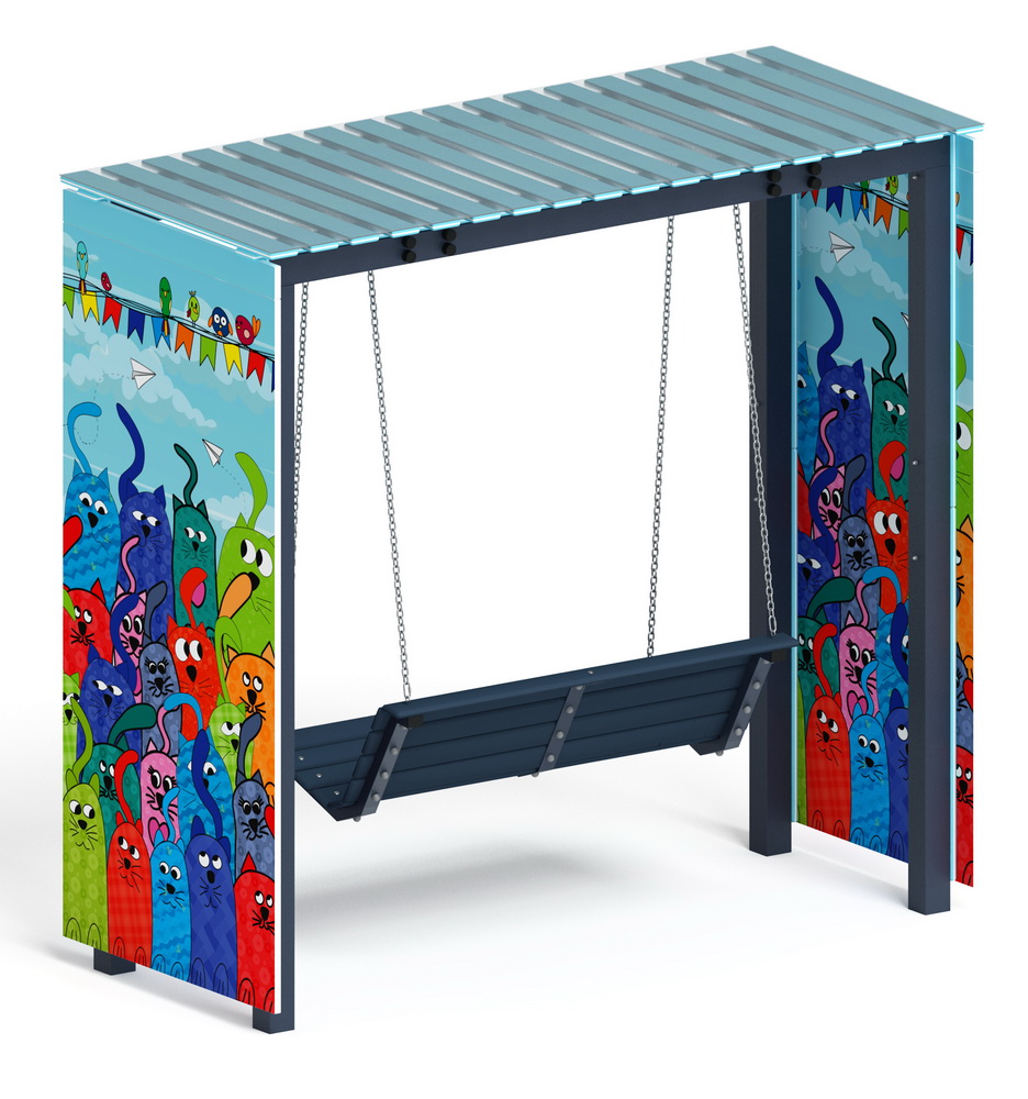 Пергола с качелями (Коты) МФ 78.06.01-06 /с поликарбонатом/