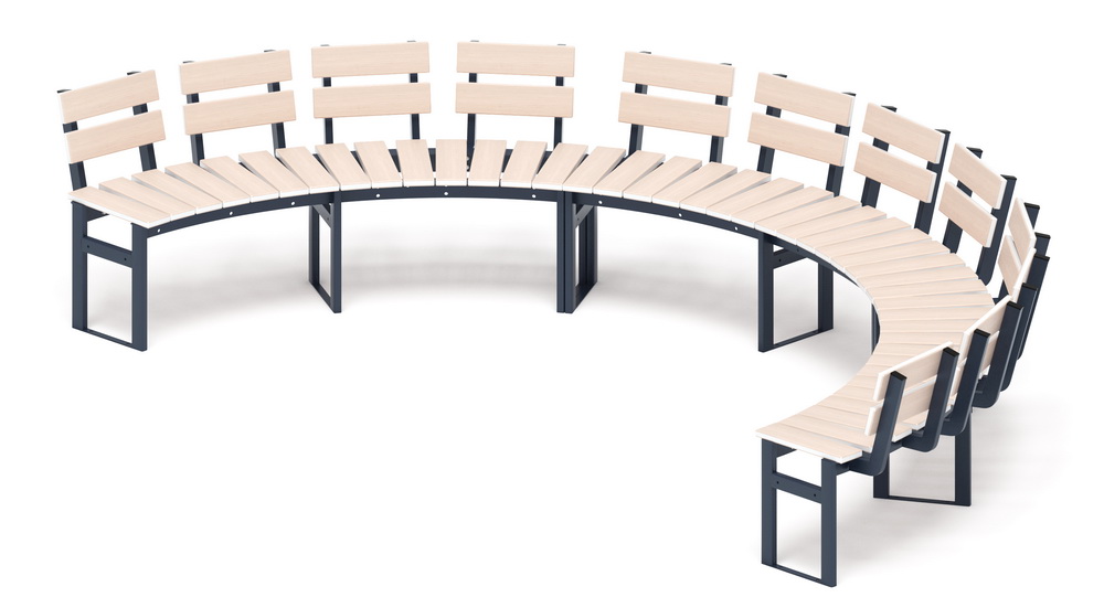 Модульная скамья радиальная (беленый дуб) МФ 42.01.25-01