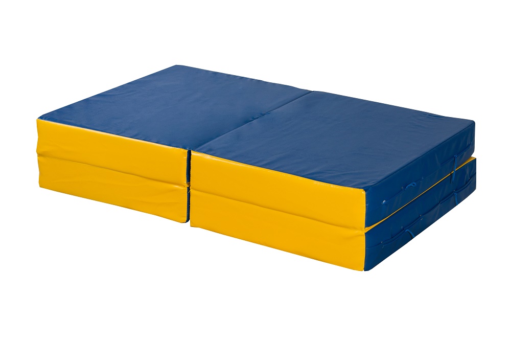 Мат № 11 (100 х 100 х 10) складной 4 сложения сине/жёлтый