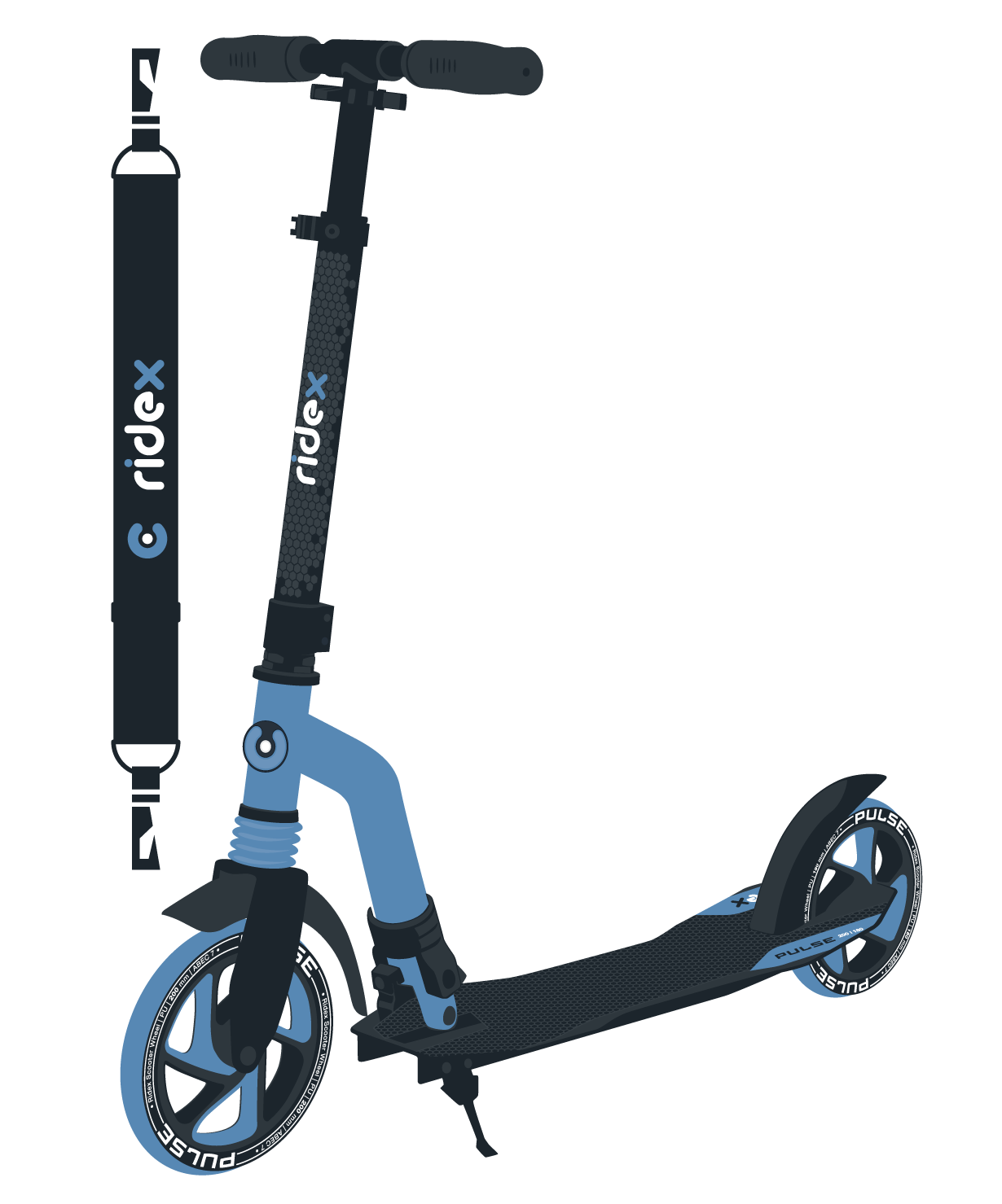 Самокат 2-колесный Pulse 200/180 мм, синий