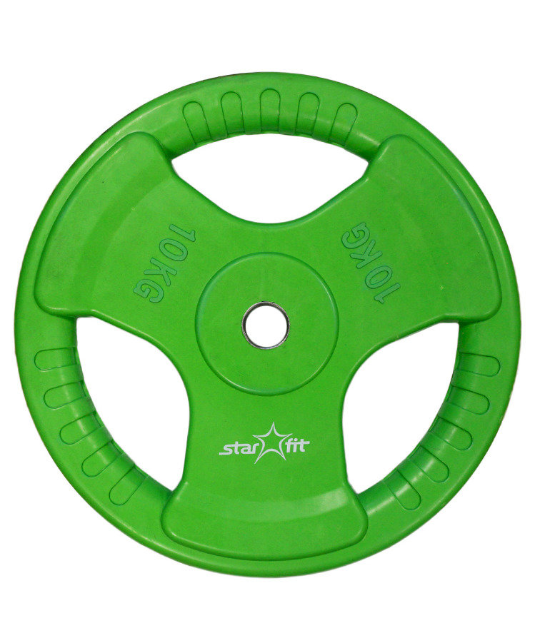 Диск обрезиненный STARFIT BB-201 10 кг, d=26 мм, стальная втулка, зеленый 1/2