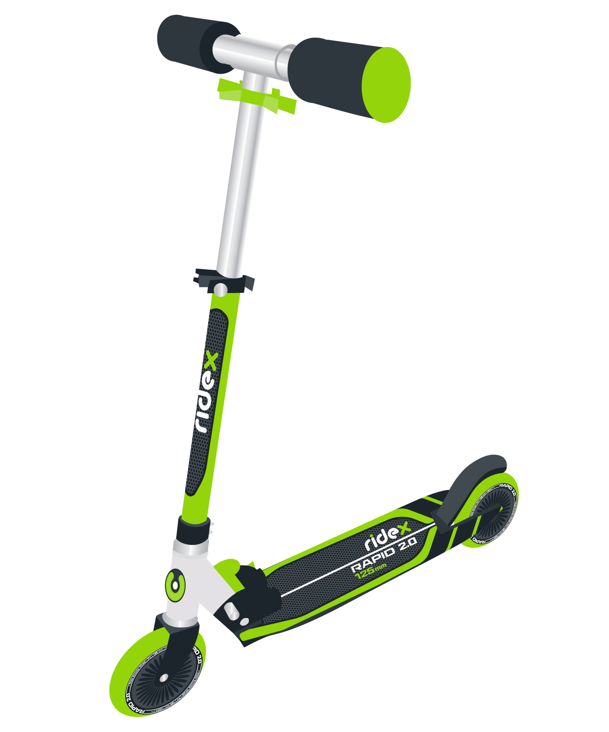 Самокат 2-колесный Rapid 2.0, 125 мм, зеленый
