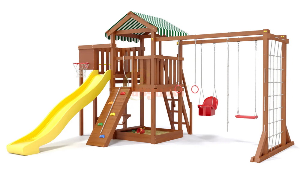 Детская площадка Савушка Мастер 4 Plus (Махагон) (горка 3 метра)