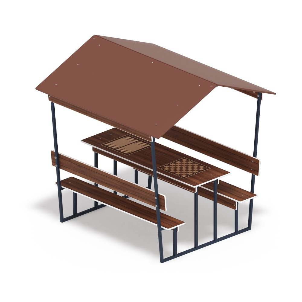 ВЗРОСЛЫЙ столик с навесом Нарды + Шахматы МФ 32.01.05-04