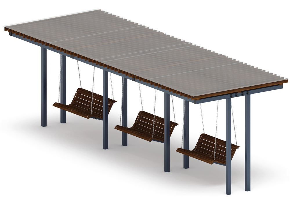 Пергола Тент с качелями (прямая) МФ 78.04.03 /с поликарбонатом/