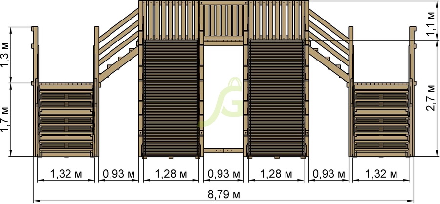 Зимняя горка IgraGrad Snow Fox, 4 ската, без окраски
