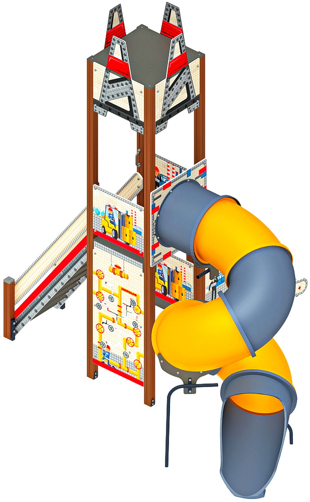 БУРОВАЯ детский игровой комплекс (горка-труба винтовая Н 2000, горка Н 750) ДИК 2.28.02-01