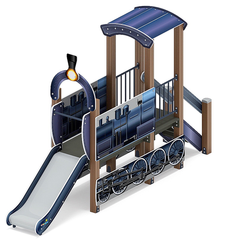 ПАРОВОЗИК (серо-синий) детский игровой комплекс ДИК 1.03.5.01-14 (H=750)