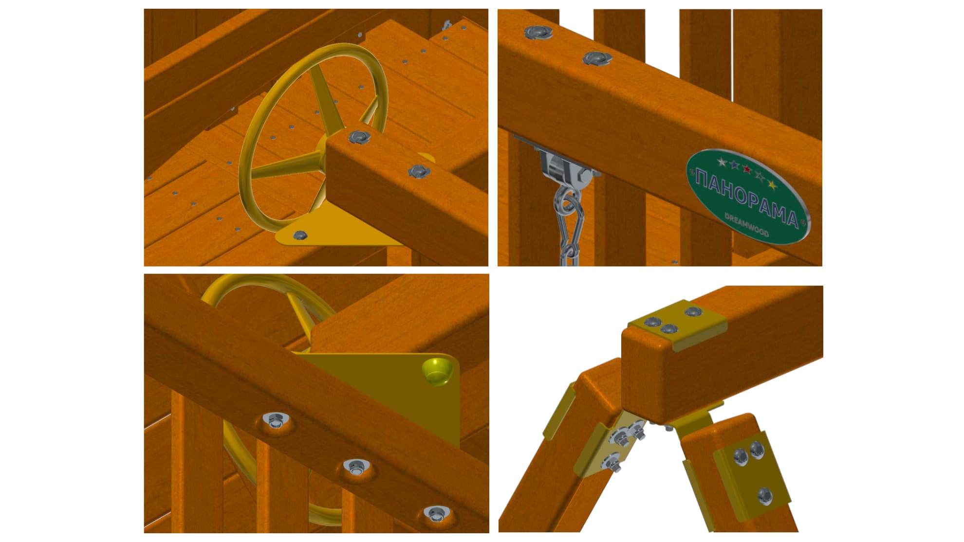 Детский деревянный игровой комплекс ПАНОРАМА с винтовой трубой
