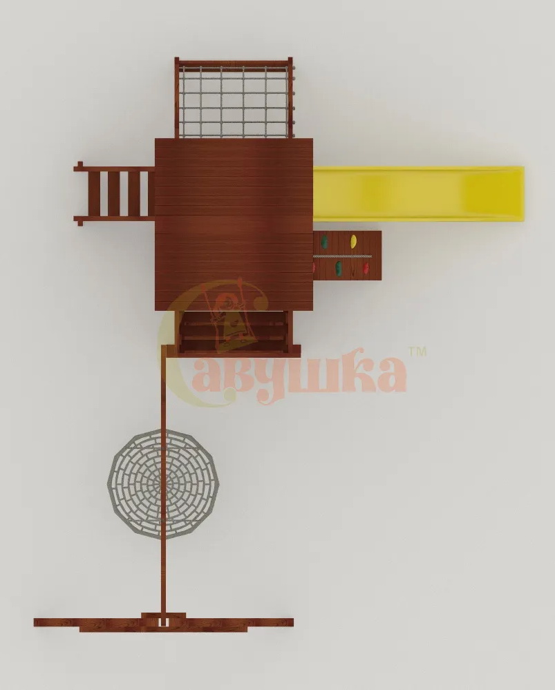 Детская площадка Савушка Мастер 2 с качелями Гнездо 1 метр (Махагон)
