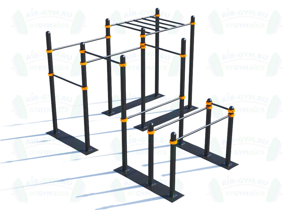 Мобильный спортивный комплекс с рукоходом, турниками и брусьями СВС-104