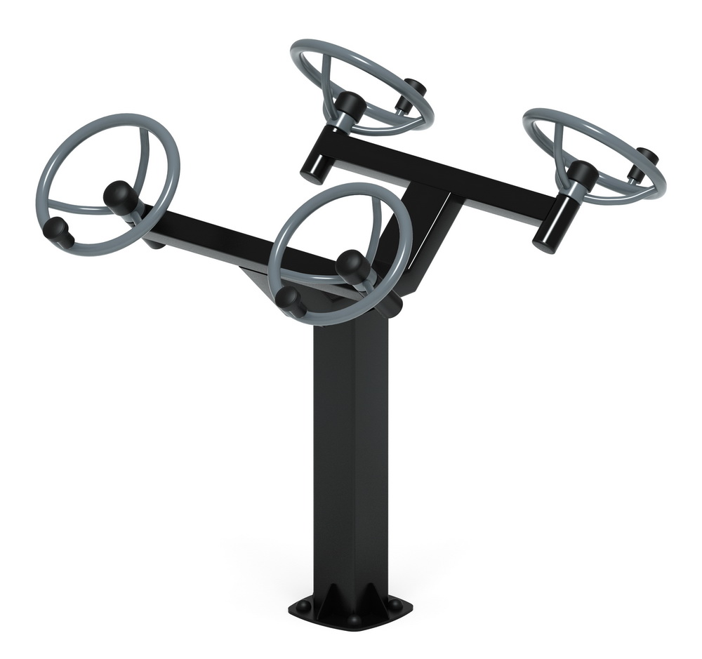 Тренажер уличный РУЛИ (4 руля положение сидя) серый СТ 102-13