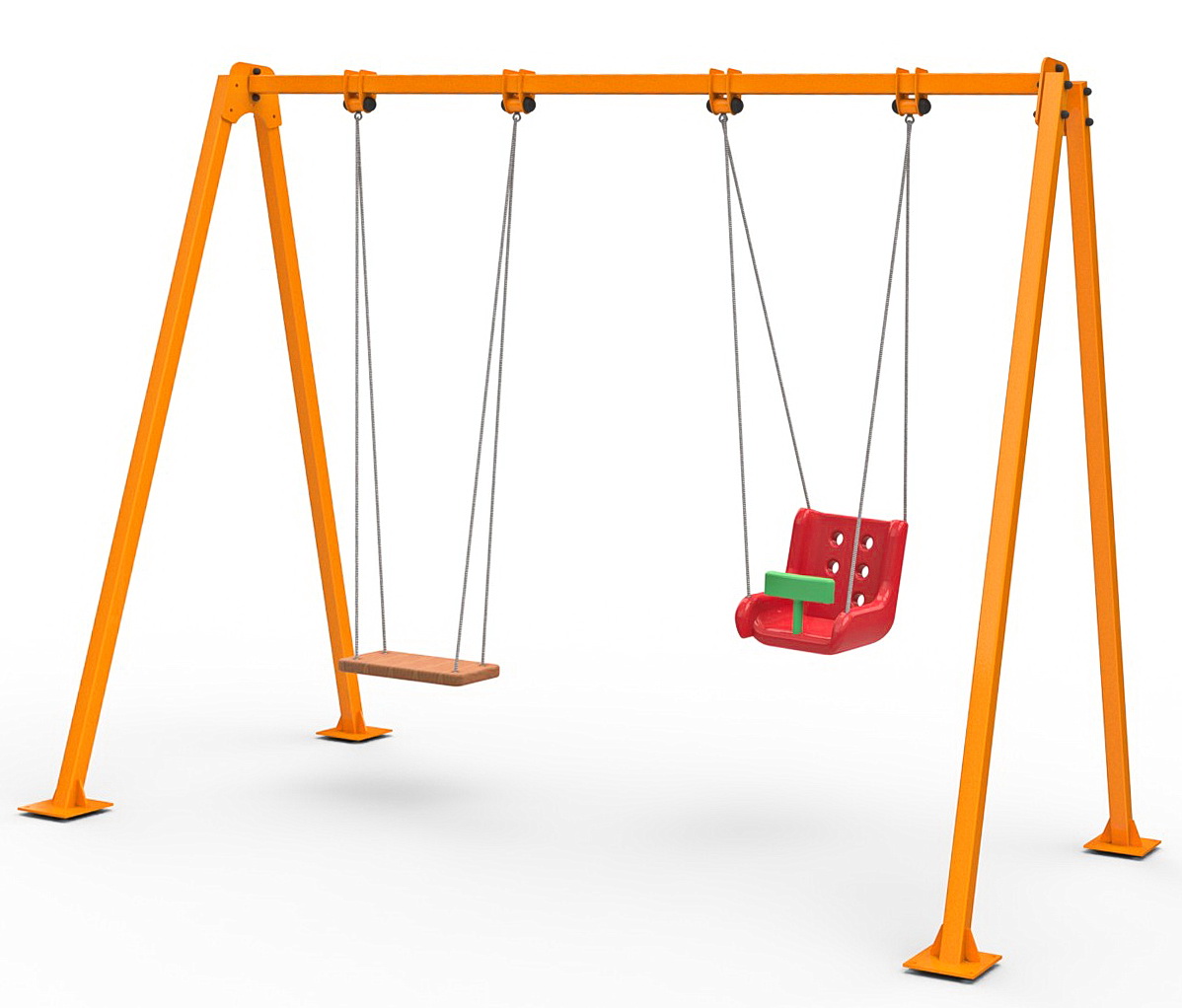 Качели двойные с сиденьем со спинкой и универсальным Air Gym YK60LS