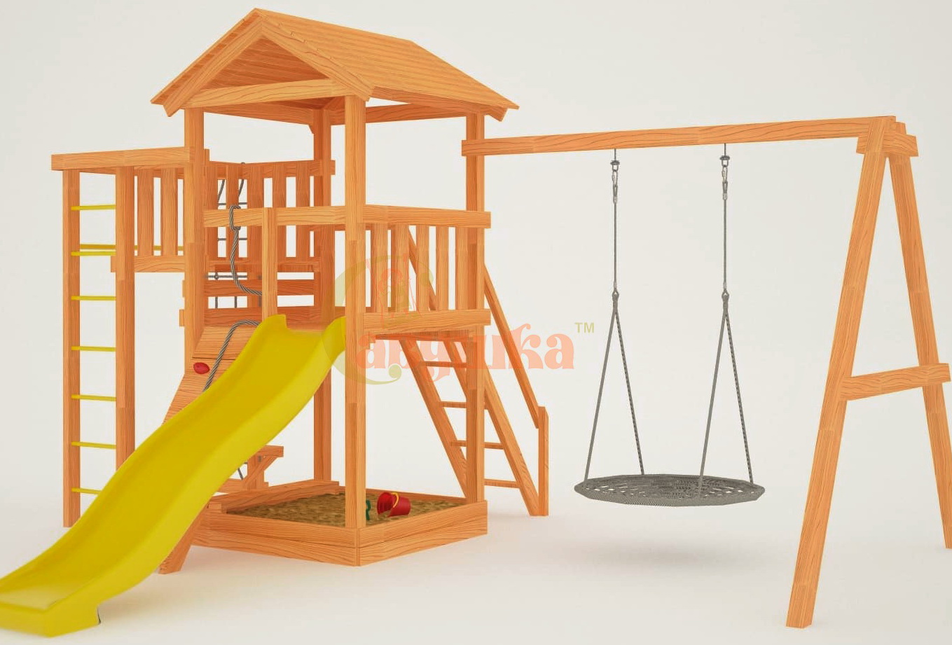 Детская площадка Савушка Мастер-3 с качелями-гнездо 1 метр