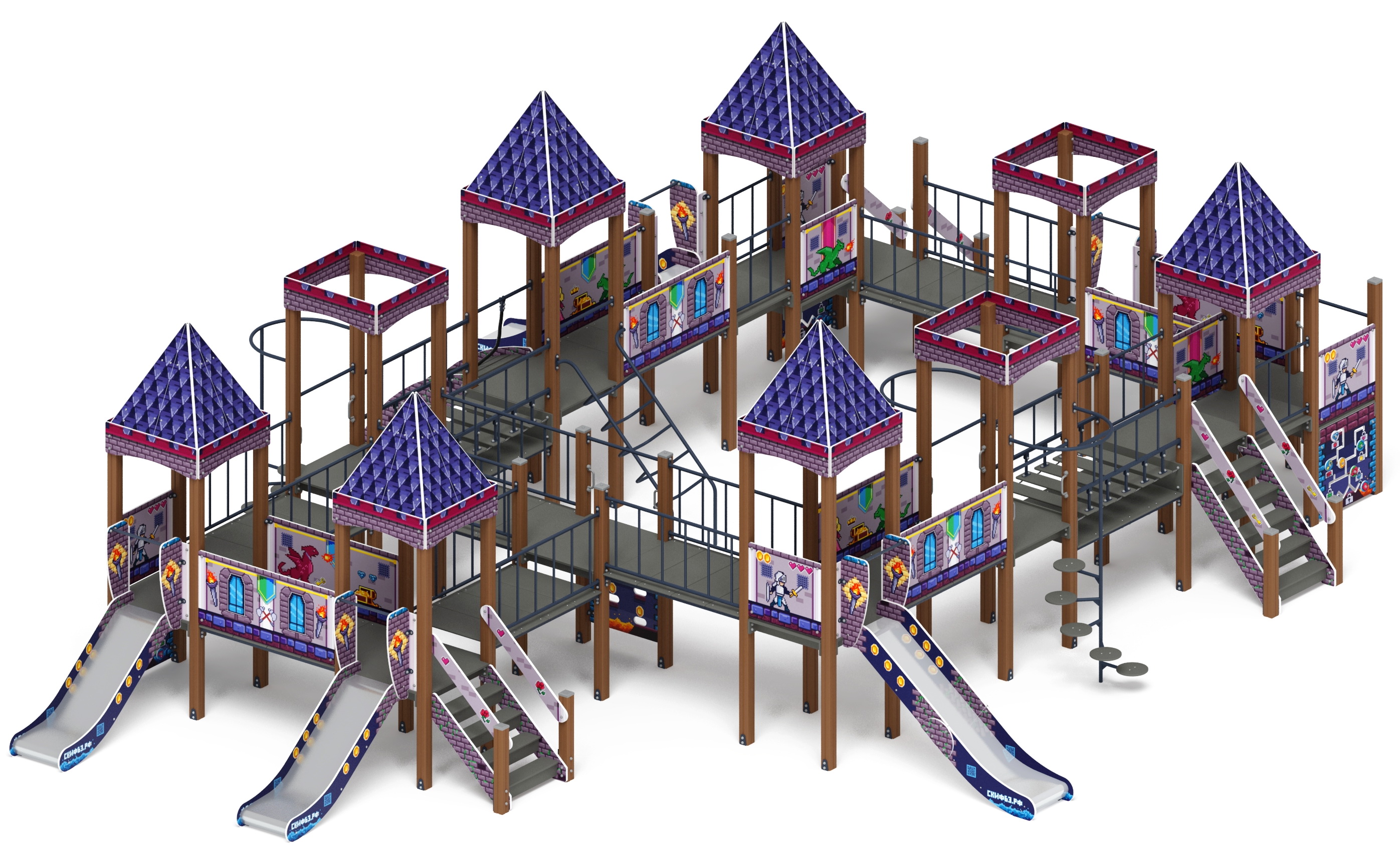 ЗАМОК детский игровой комплекс ДИК 2.18.11-03 (H=1200, H=900)