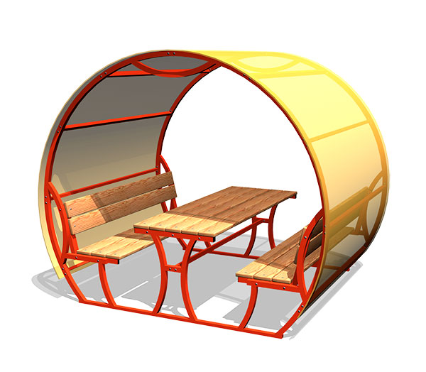 Стол со скамьями и навесом ZION М2 (СП214)