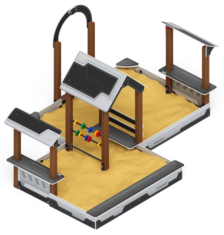 Песочный дворик двойной с навесом большой (Техно) ИО 6.01.03-04