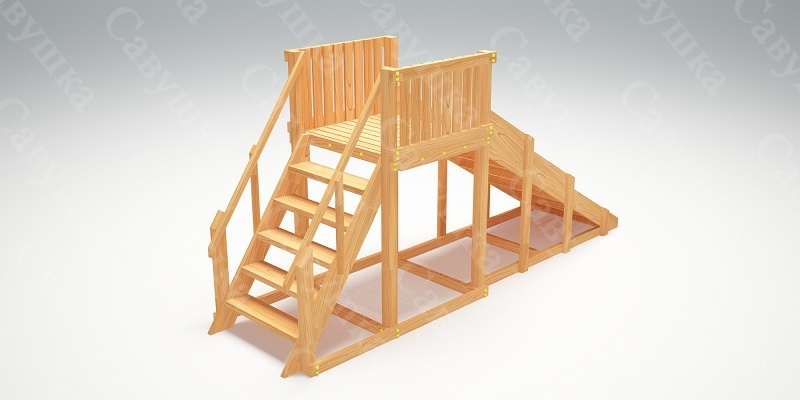 Зимняя деревянная игровая горка Савушка "Зима wood" - 2