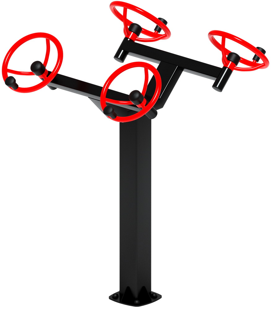 Тренажер уличный РУЛИ (4 руля положение стоя) красный СТ 101-11