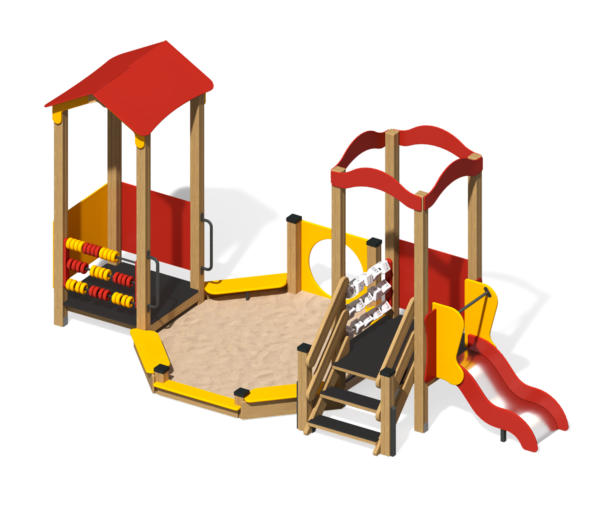 Песочный дворик для детской площадки Городок с горкой ПС-55.2