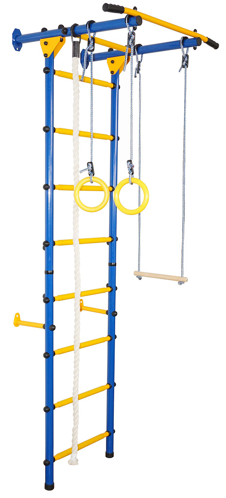 Детский спортивный комплекс ЮНЫЙ АТЛЕТ модель Пристенный-Лайт синий/жёлтый