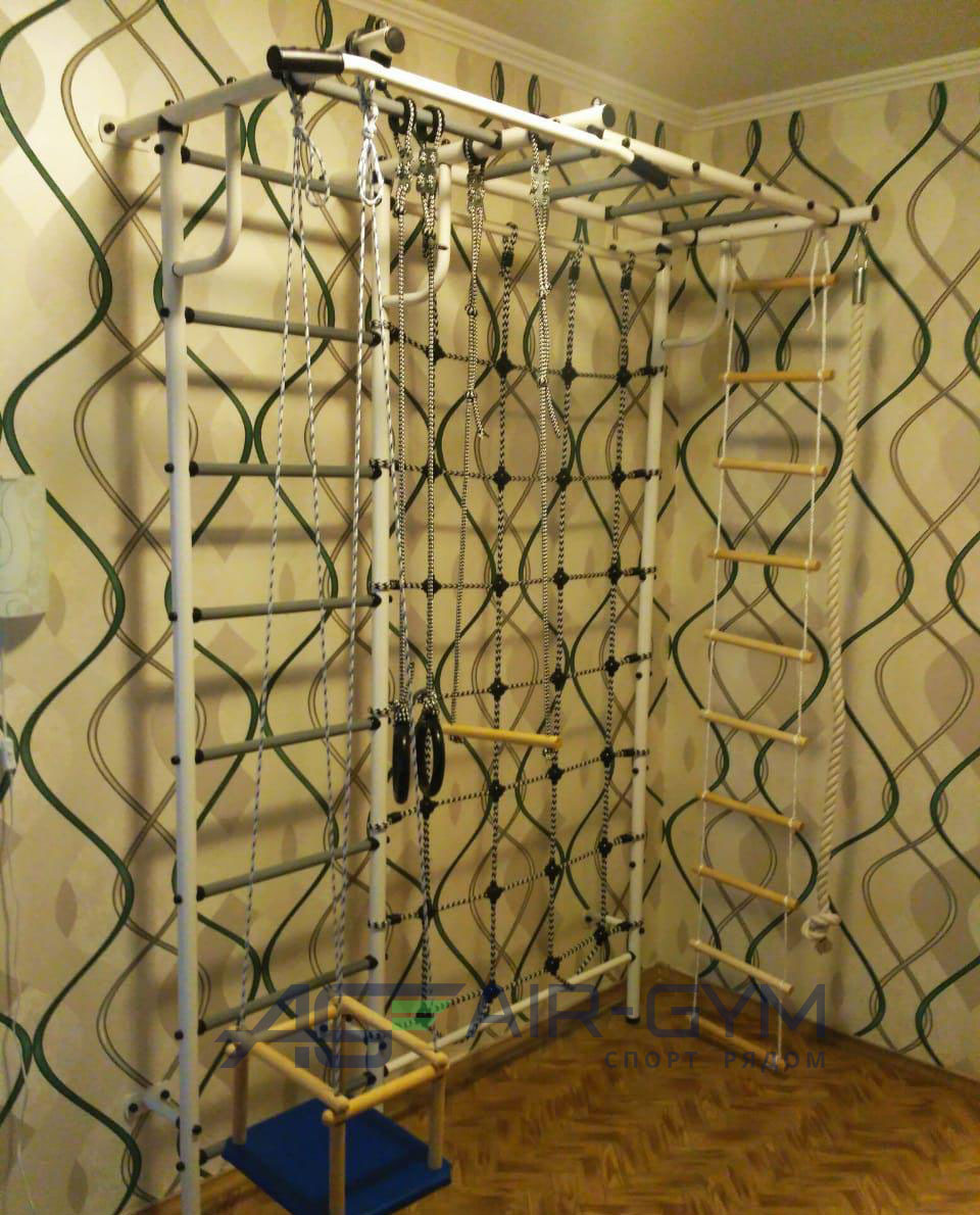 Детская шведская стенка Пионер С4СМ бело/серый