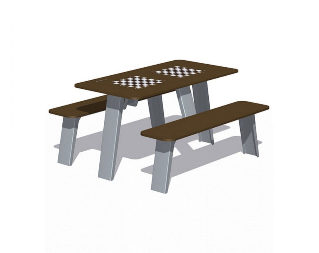 Стол со скамьями с рисунком «Шахматы» Romana 302.34.00-01