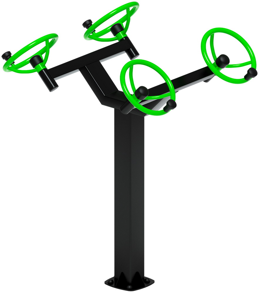 Тренажер уличный РУЛИ (4 руля положение стоя) зеленый СТ 101-12