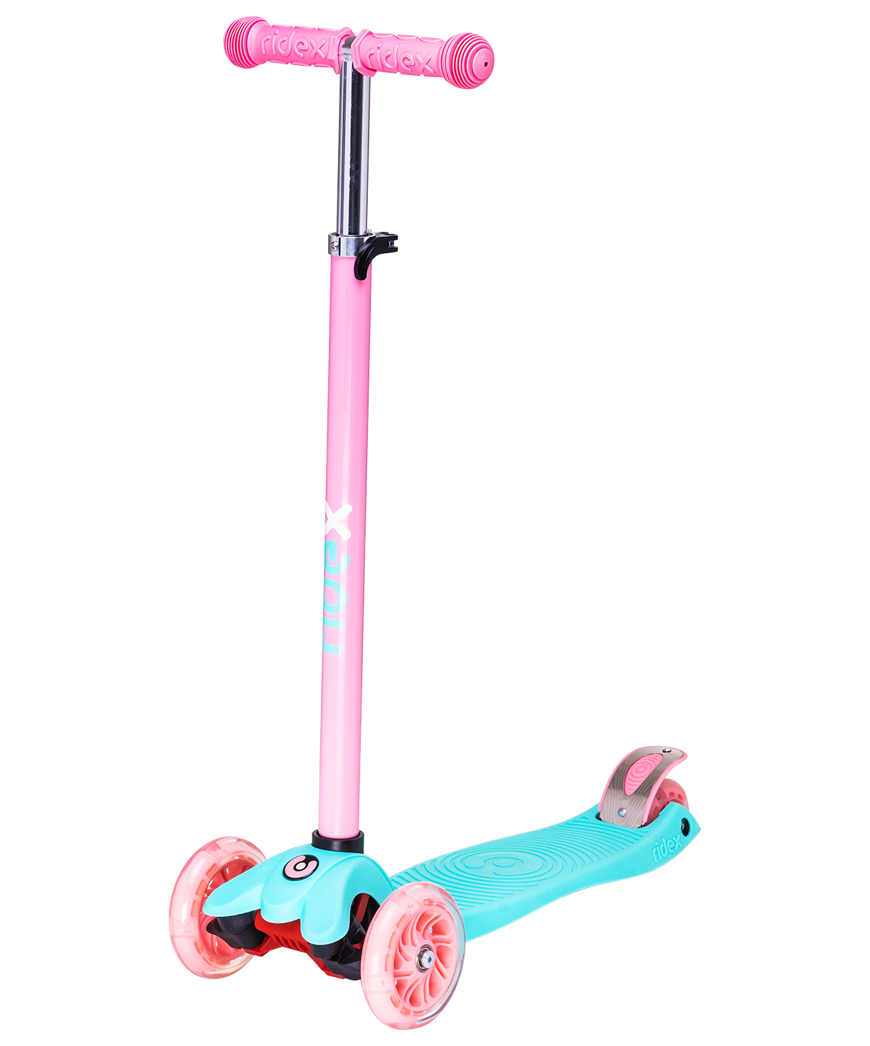 Самокат 3-колесный Snappy 3D, 120/80 мм, мятный/розовый