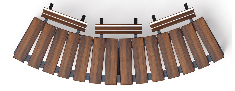 Модульная скамья радиальная (темный дуб) МФ 42.01.19
