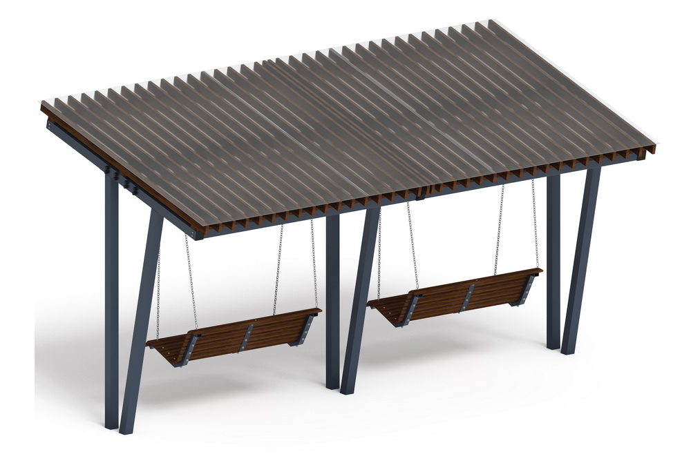 Пергола Тент с качелями (наклонная) МФ 78.03.02 /с поликарбонатом/