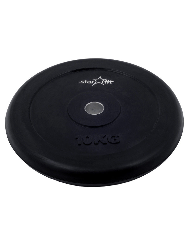 Диск обрезиненный STARFIT BB-202 10 кг, d=26 мм, стальная втулка, черный 1/2