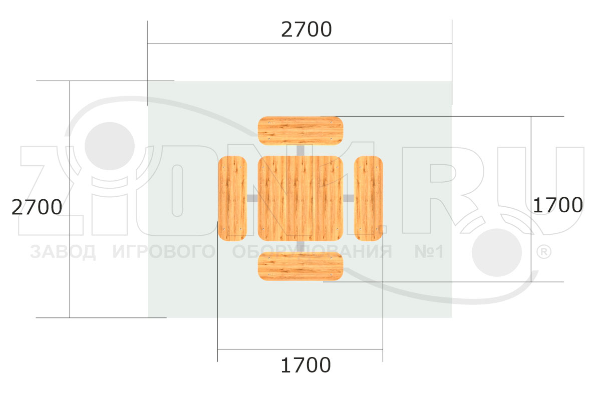 Стол уличный со скамьями  ZION М3 СП242