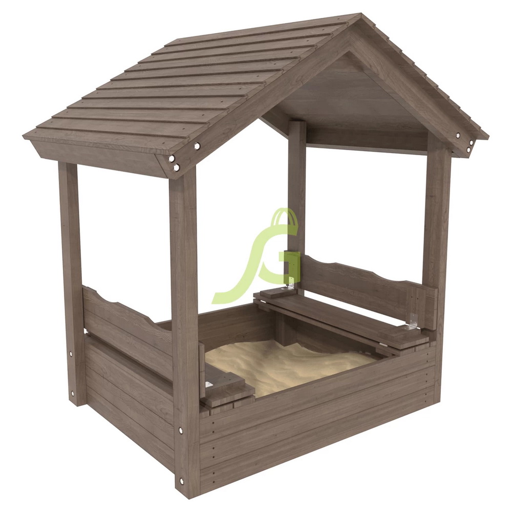 Детская деревянная песочница IgraGrad с крышей и крышкой