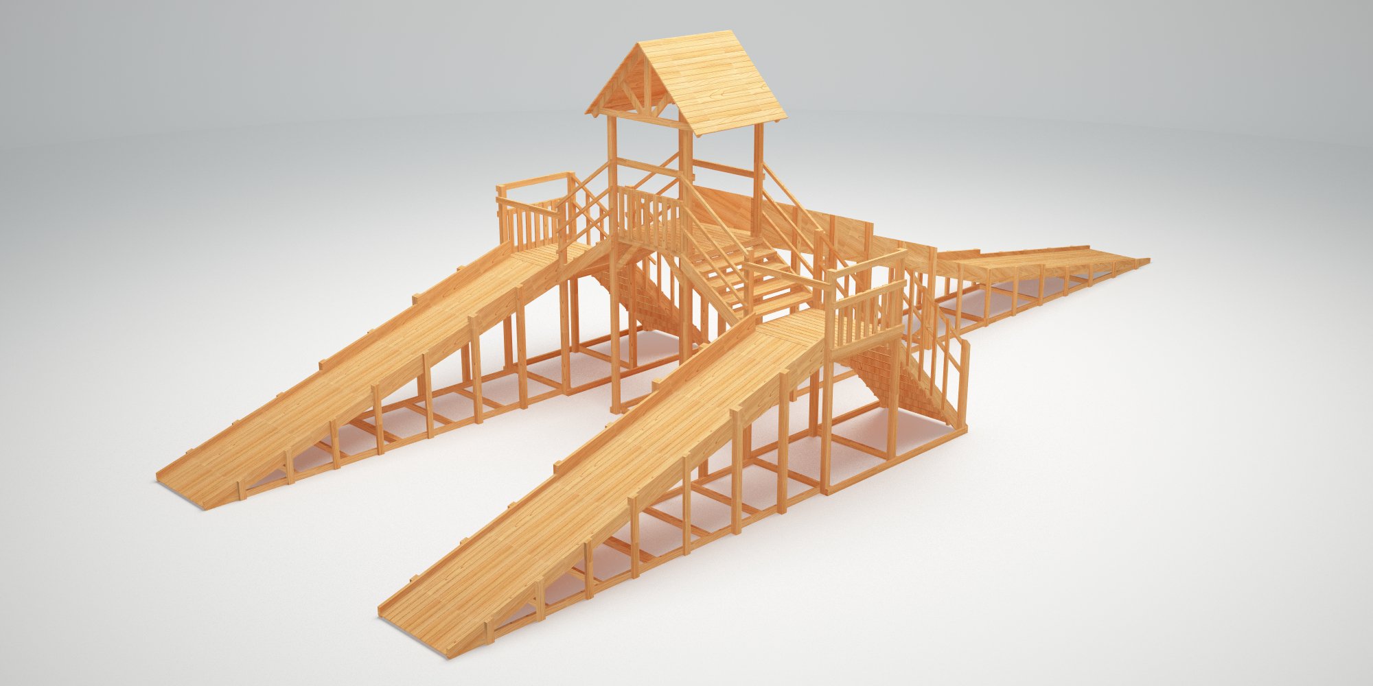 Зимняя горка ЗИМА WOOD-11 Савушка (скаты 6+6+12 м)