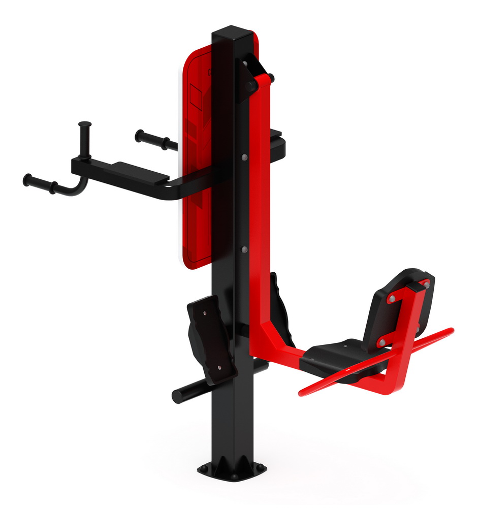 Тренажер уличный ЖИМ НОГАМИ + БРУСЬЯ (красный) СТ 023-11