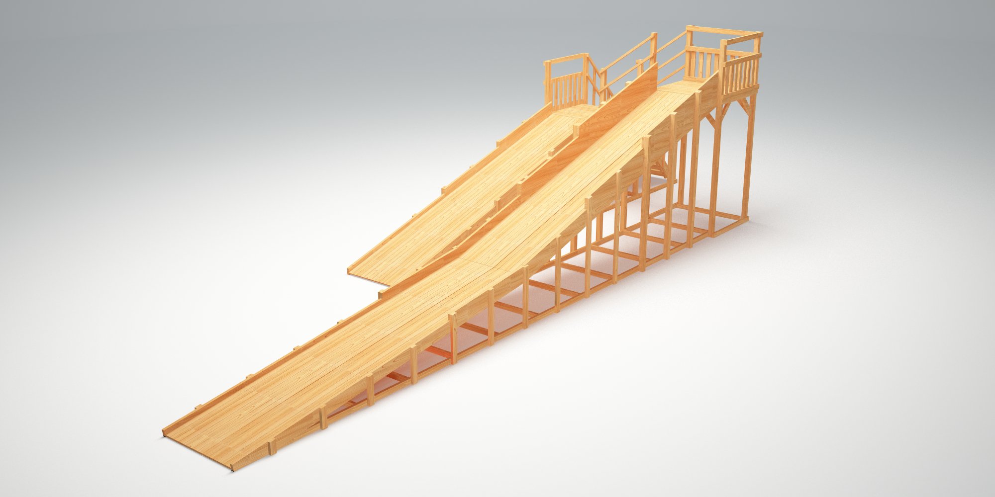 Зимняя горка ЗИМА WOOD-9 Савушка (скаты 6 и 12 м)