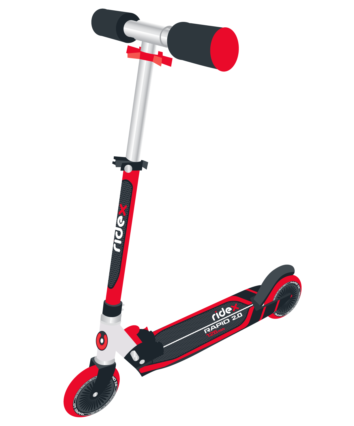 Самокат 2-колесный Rapid 2.0, 125 мм, красный