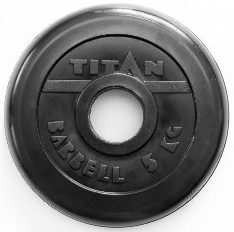 Диск для грифа Титан, обрезиненный черный, 5 кг