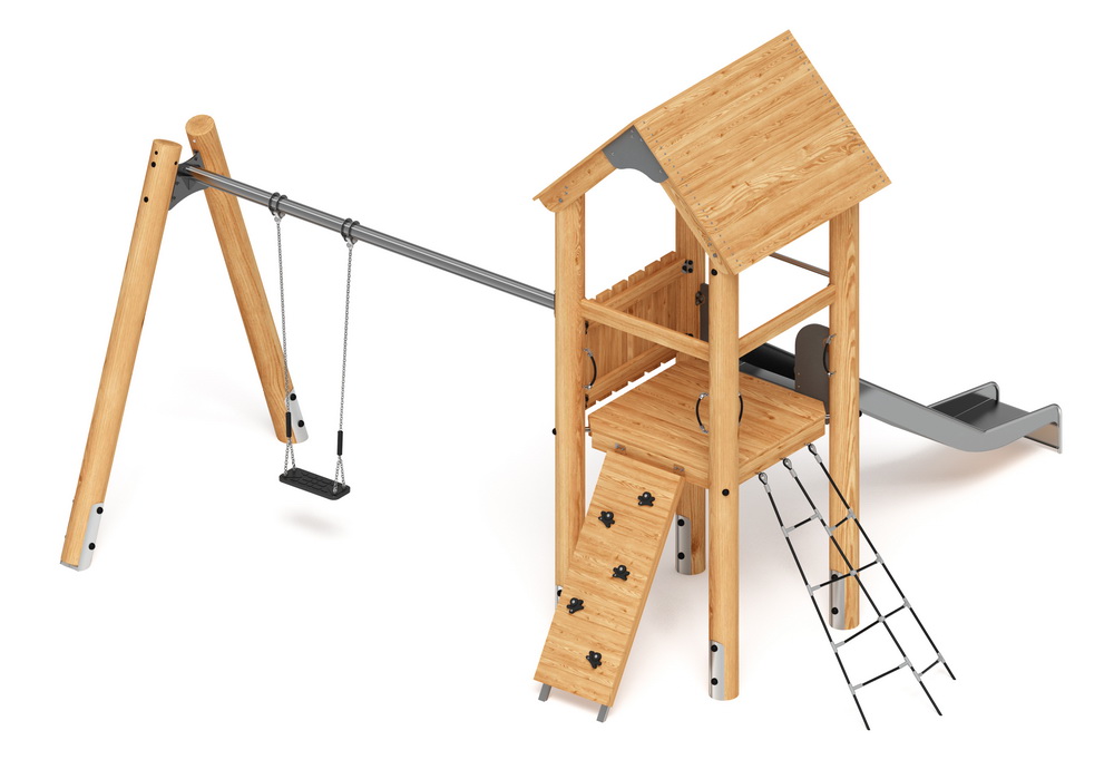 Игровой комплекс с качелями (Лиственница) H-1400 ДИК 2.24.03-01.Л