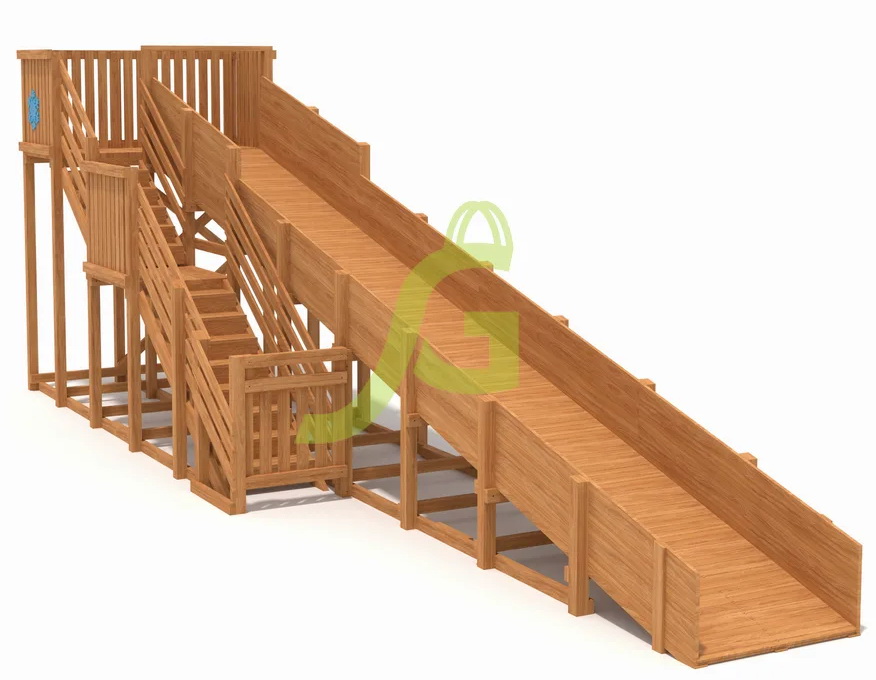 Зимняя деревянная горка Snow Fox, скат 10 м, каштан