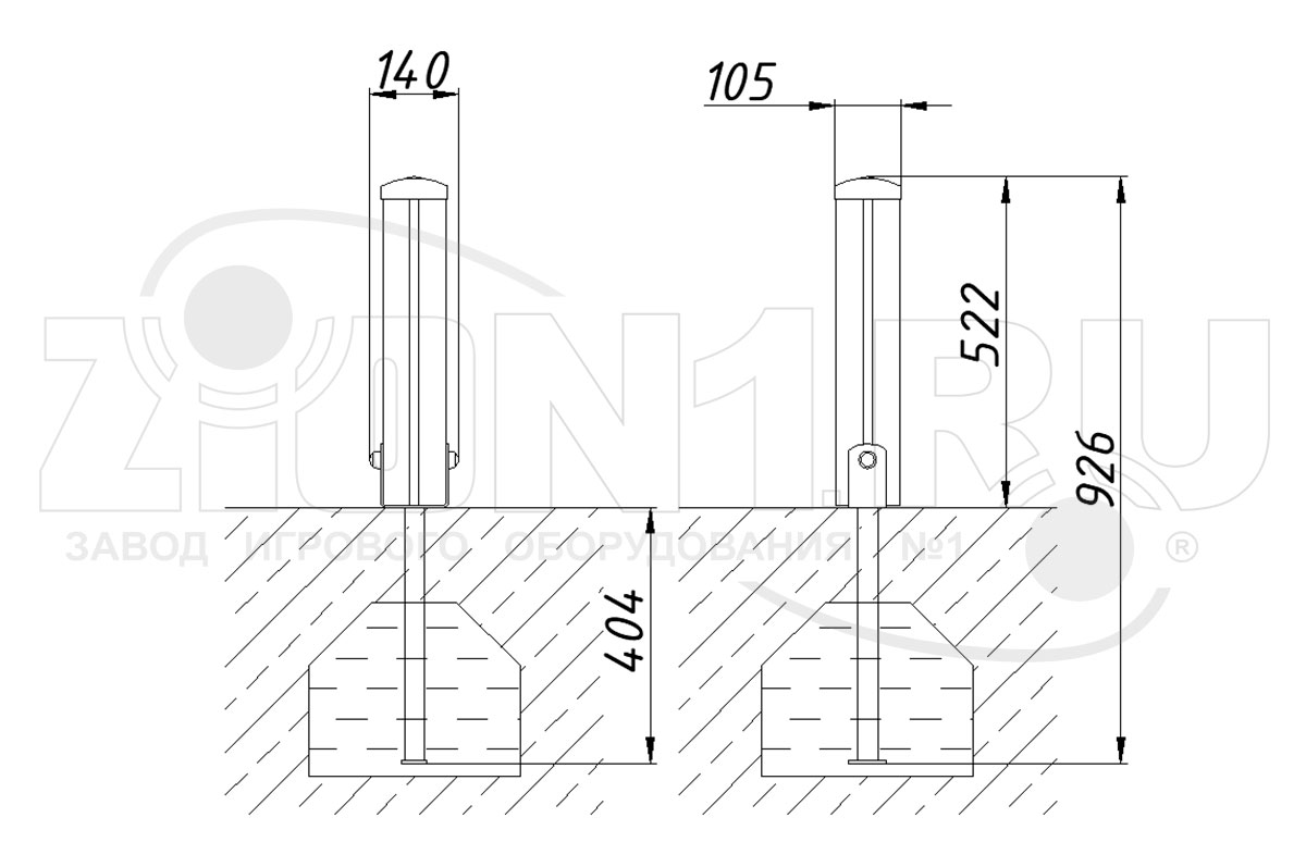 Столбик газонного ограждения ZION 100х100х500 (ОГД017)