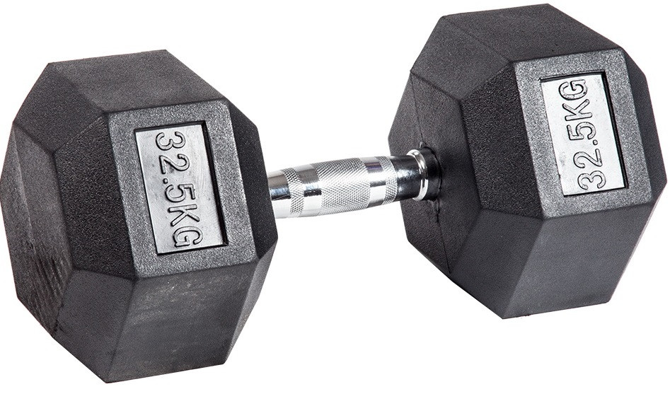 Гантель гексагональная обрезиненная 32,5 кг