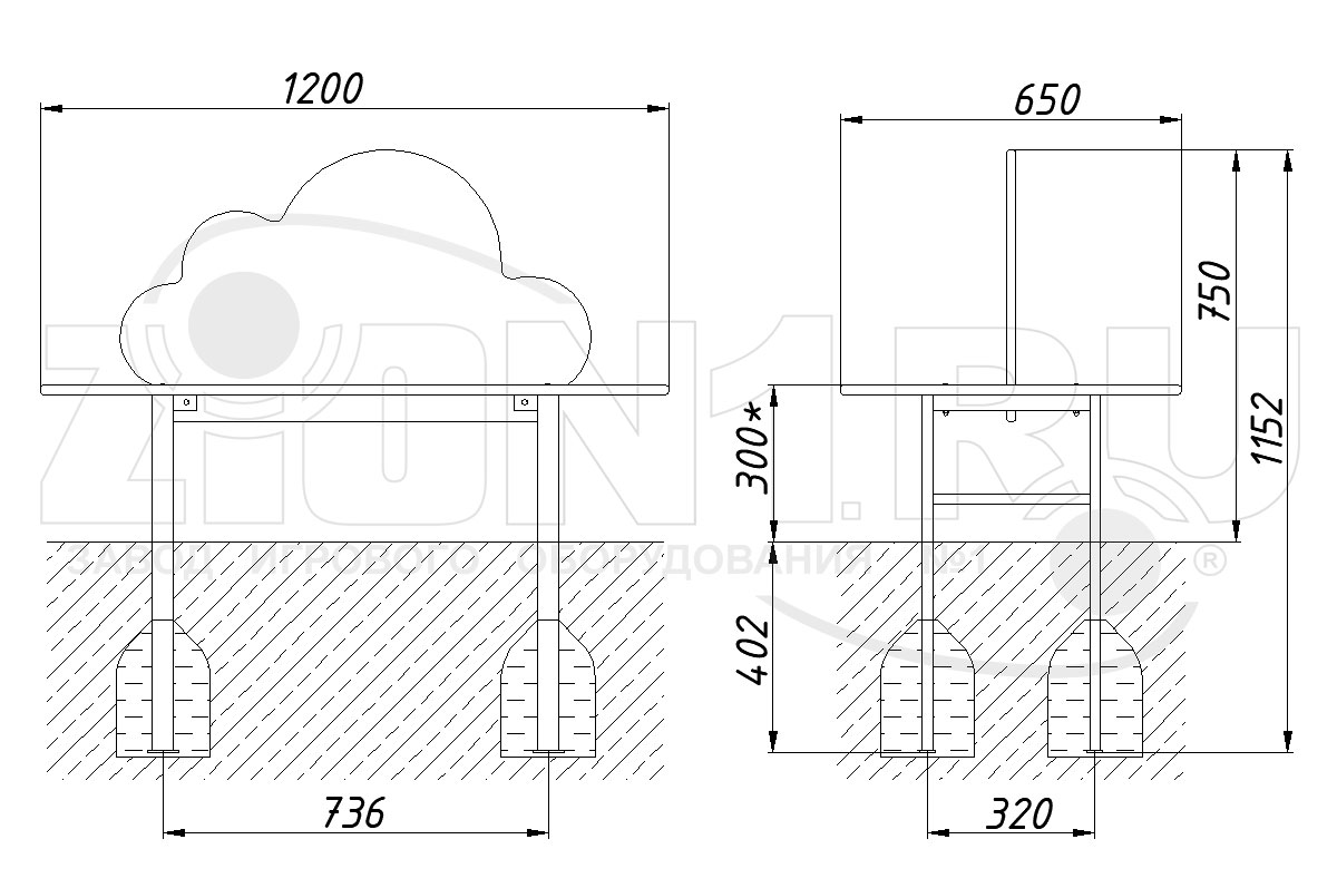 Скамейка детская ZION Грибок (СП089)